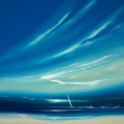 Summer Blue Sailing by Jonathan Shaw - Original Painting on Board sized 40x40 inches. Available from Whitewall Galleries